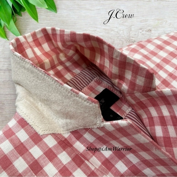 J.Crew cotton candy pink gingham one button linen blazer *shop@iamwarrior - Picture 8 of 16